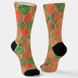 Colourful Watercolor Quatrefoil Pattern Socks
