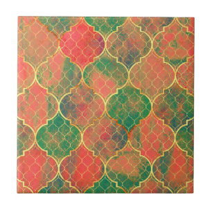 Colourful Watercolor Quatrefoil Pattern Tile