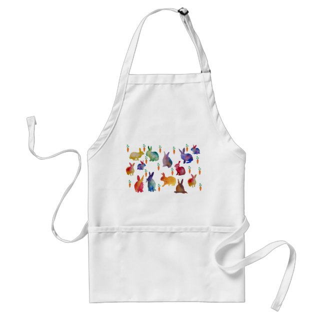 Colourful Watercolor Rabbits Easter Standard Apron (Front)