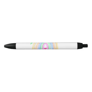 Colourful watercolor rainbow boho floral add name black ink pen