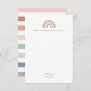 Colourful Watercolor Rainbow Girl Birthday Party Thank You Card