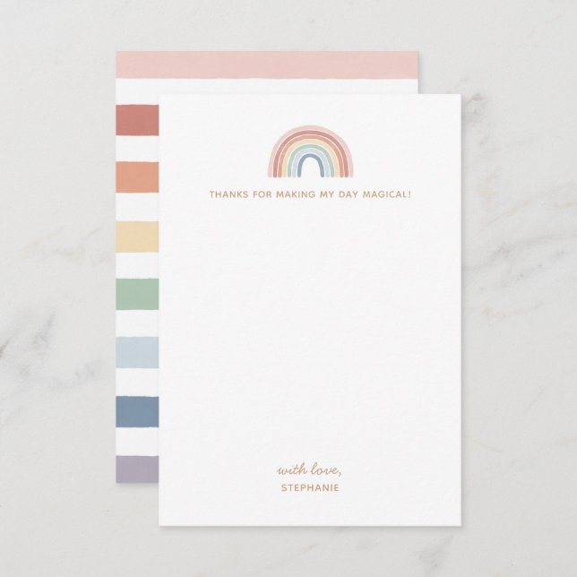 Colourful Watercolor Rainbow Girl Birthday Party Thank You Card (Front/Back)