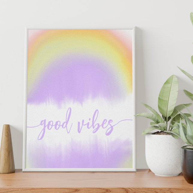 Colourful watercolor rainbow good vibes wall art (Creator Uploaded)