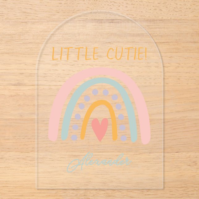 Colourful Watercolor Rainbow Illustrative Baby Sho Acrylic Invitations (Front)