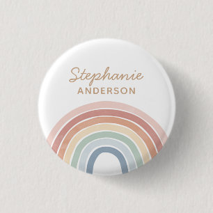 Colourful Watercolor Rainbow Name 3 Cm Round Badge