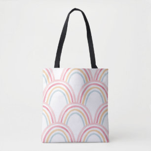 Colourful Watercolor Rainbow Seamless Illustration Tote Bag