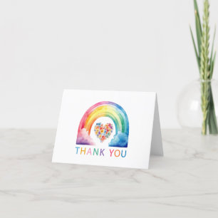 Colourful Watercolor Rainbow Thank You Card