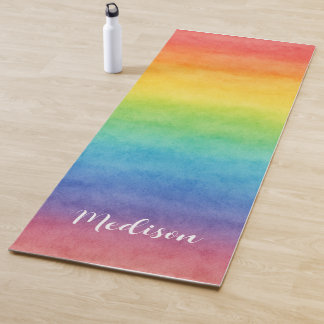 Colourful Watercolor Rainbow  Yoga Mat