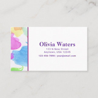 Colourful Watercolor Return Address Label Business Card