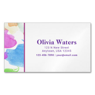 Colourful Watercolor Return Address Label Magnetic Business Card