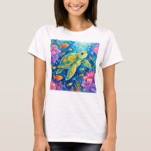 Colourful Watercolor Sea Turtle