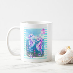 Colourful Watercolor Seahorses Coffee Mug