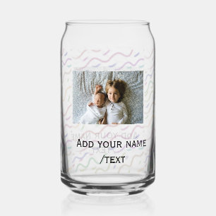 Colourful watercolor spiral pattern add photo name can glass