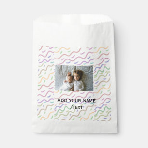 Colourful watercolor spiral pattern add photo name favour bags