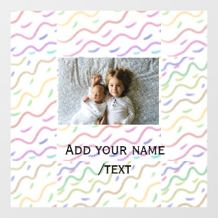 Colourful watercolor spiral pattern add photo name window cling