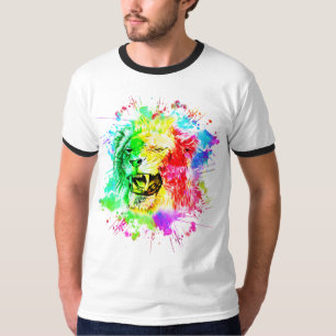 Colourful Watercolor Splash - Lion Of Judah T-Shirt