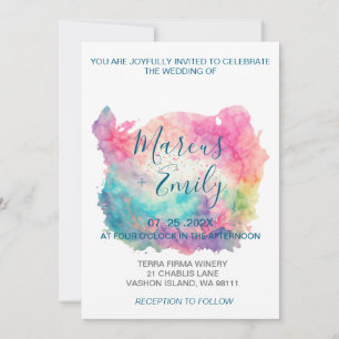 Colourful Watercolor Splash Minimalist Invitation