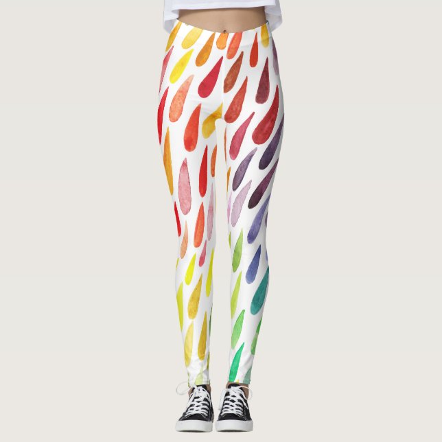 Colourful Watercolor Splash Set Leggings (Front)