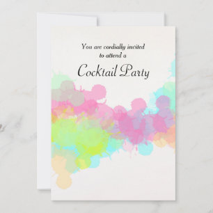 Colourful Watercolor Splatter Cocktail Party Invitation