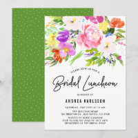 Colourful Watercolor Spring Blooms Bridal Luncheon