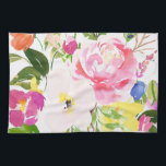 Colourful Watercolor Spring Blooms Floral Tea Towel<br><div class="desc">Colourful and whimsical kitchen towel featuring watercolor peonies,  tulips and other flowers. This will be perfect for accent to any kitchen.</div>