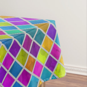 Colourful Watercolor Squares Tablecloth