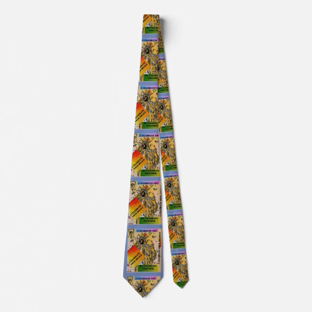 Colourful watercolor Statue of liberty July 4th Tie (Front)