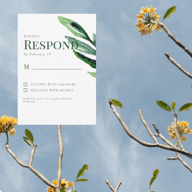 Colourful Watercolor Stem Wedding RSVP Card (Creator Uploaded)