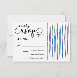Colourful Watercolor Streamers, Modern Wedding RSV RSVP Card
