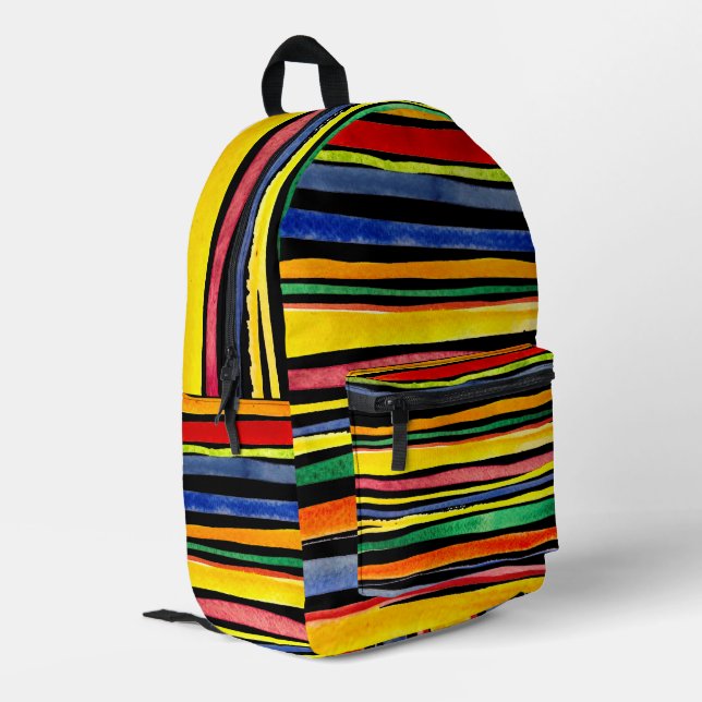 Colourful Watercolor Stripes Backpack (Back Corner Left)