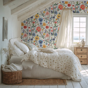 Colourful Watercolor Style Floral Wallpaper