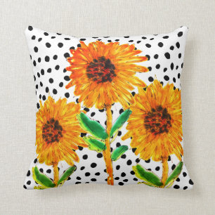 Colourful Watercolor Sunflower Pillow