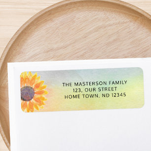 Colourful Watercolor Sunflower Return Address