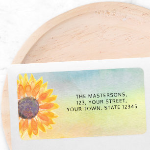 Colourful Watercolor Sunflower Return Address Label