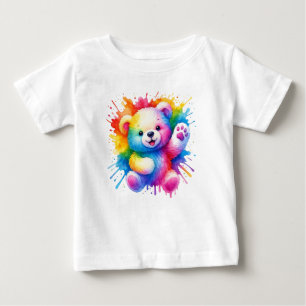 Colourful Watercolor Teddy Bear Cute Summer T-Shir Baby T-Shirt