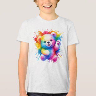 Colourful Watercolor Teddy Bear Cute Summer T-Shir Tri-Blend Shirt