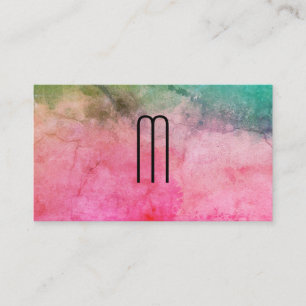Colourful Watercolor Texture with Monogram Business Card
