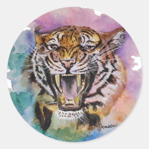 Colourful Watercolor Tiger Sticker