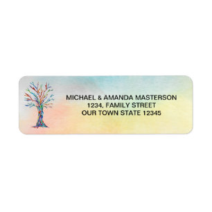 Colourful Watercolor Tree Return Address Label