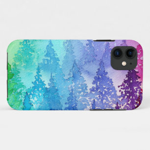 Colourful Watercolor Trees iPhone 11 Case