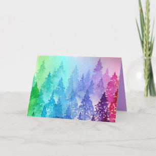 Colourful Watercolor Trees Thank You Card