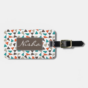 Colourful Watercolor Triangle Pattern Monogram Luggage Tag
