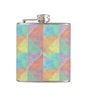 Colourful Watercolor Triangles Pattern Hip Flask