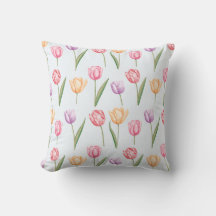 Colourful Watercolor Tulips Flower Pattern