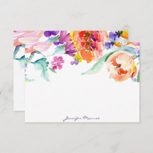 Colourful watercolor tulips personalised card