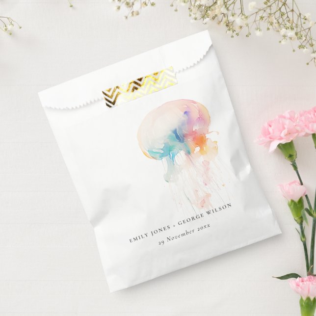 Colourful Watercolor Underwater Jellyfish Wedding Favour Bags (Sealed)
