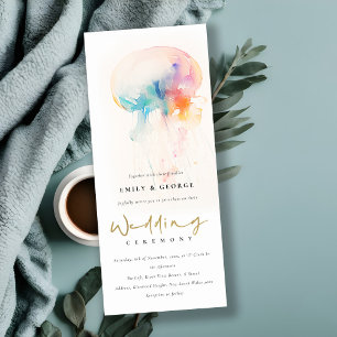 Colourful Watercolor Underwater Jellyfish Wedding Invitation