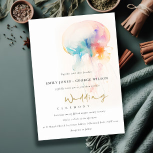 Colourful Watercolor Underwater Jellyfish Wedding Invitation