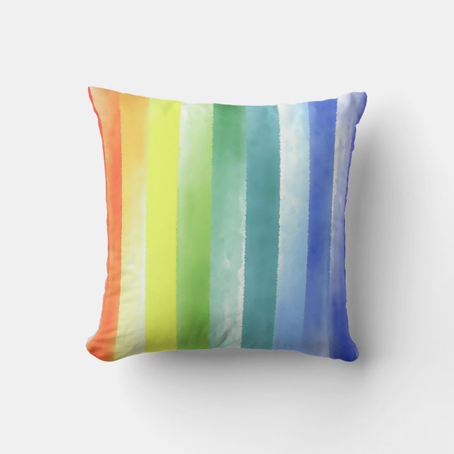 Colourful Watercolor Vertical Rainbow Pattern | Cushion (Front)