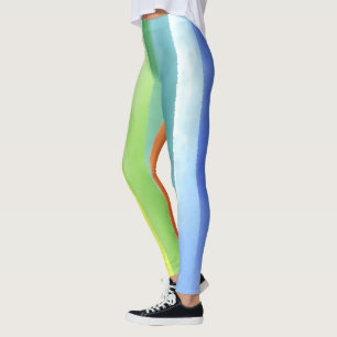 Colourful Watercolor Vertical Rainbow Pattern Leggings